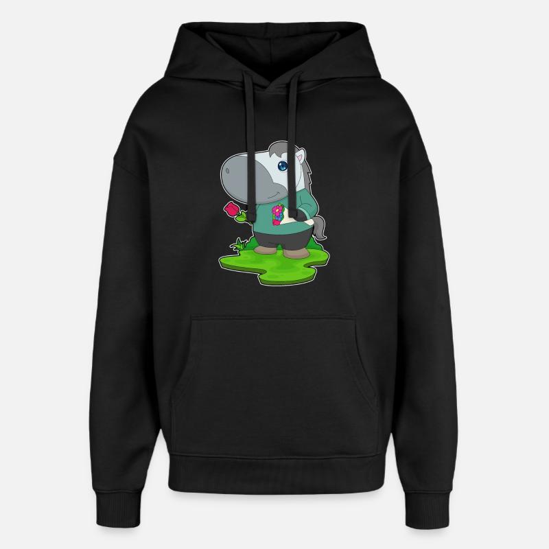 Pferd Blumenstrauß - Oversized Unisex Hoodie von Stanley/Stella - Schwarz