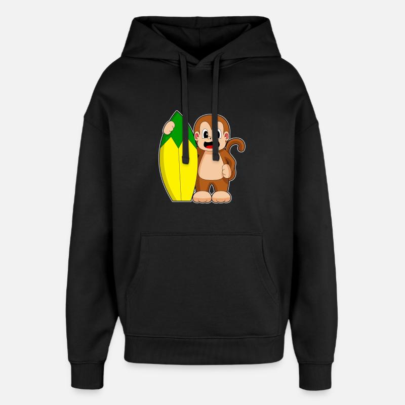 Monkey Banana Surf - Sweat à capuche unisexe Stanley/Stella Oversized - noir