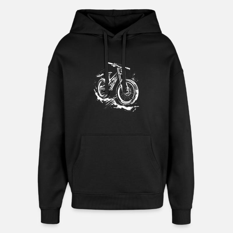 Mountainbiker Zeichnung - Oversized Unisex Hoodie von Stanley/Stella - Schwarz