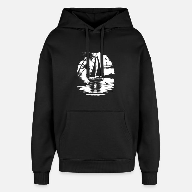 Dessin de voile - Sweat à capuche unisexe Stanley/Stella Oversized - noir