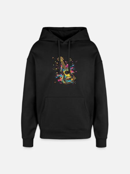 Ukulele Street Art - Oversized Unisex Hoodie by Stanley/Stella - black