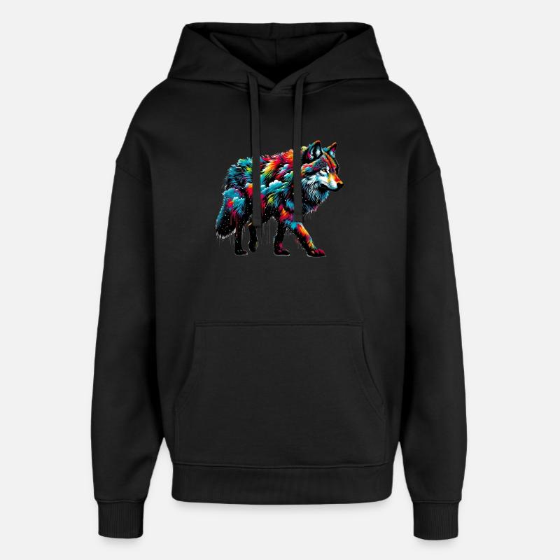 Wolf - Oversized Unisex Hoodie by Stanley/Stella - black