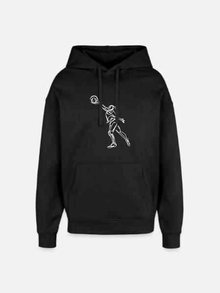 Female Volleyball Player Sketch - Oversized Unisex Hoodie by Stanley/Stella - black
