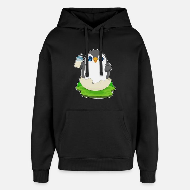 Penguin Biberon Lait - Sweat à capuche unisexe Stanley/Stella Oversized - noir