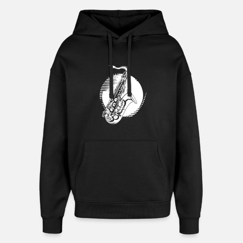 Saxophon Grafik - Oversized Unisex Hoodie von Stanley/Stella - Schwarz