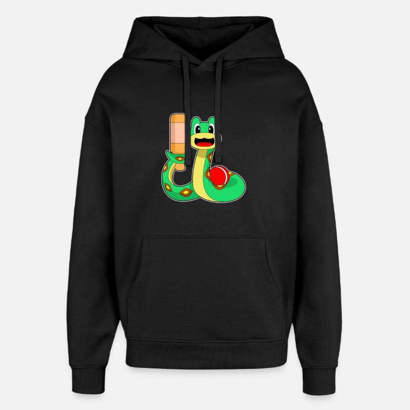 Snake Cricket Cricket Bat - Oversized Unisex Hoodie by Stanley/Stella - black