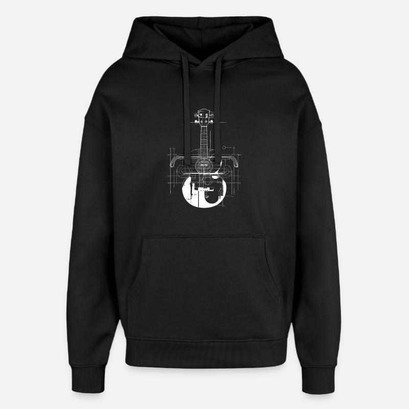 Dessin de ukulélé - Sweat à capuche unisexe Stanley/Stella Oversized - noir