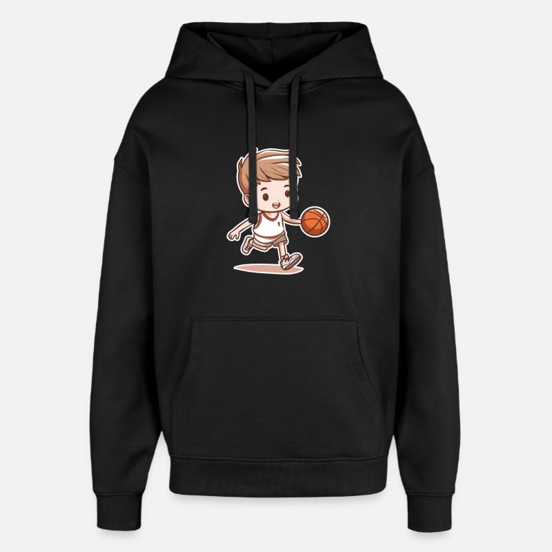 Croquis de petit joueur de basket-ball - Sweat à capuche unisexe Stanley/Stella Oversized - noir