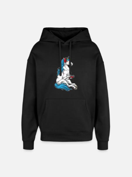 Einhorn Gamer Controller - Oversized Unisex Hoodie von Stanley/Stella - Schwarz