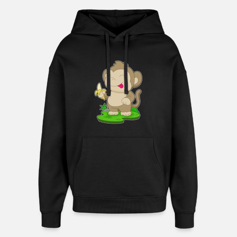 Singe Banane - Sweat à capuche unisexe Stanley/Stella Oversized - noir