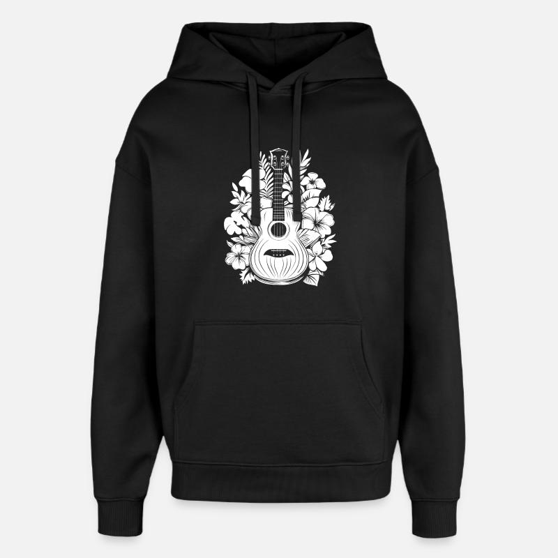 Ukulélé Dessin animé - Sweat à capuche unisexe Stanley/Stella Oversized - noir