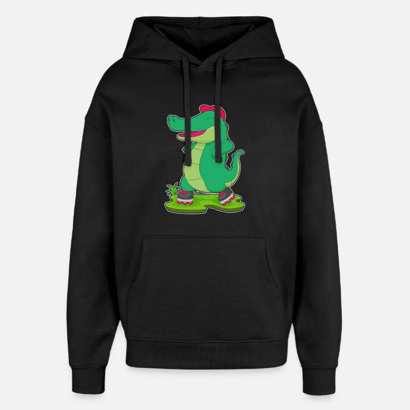 Krokodil Inline skating Rollschuhe - Oversized Unisex Hoodie von Stanley/Stella - Schwarz