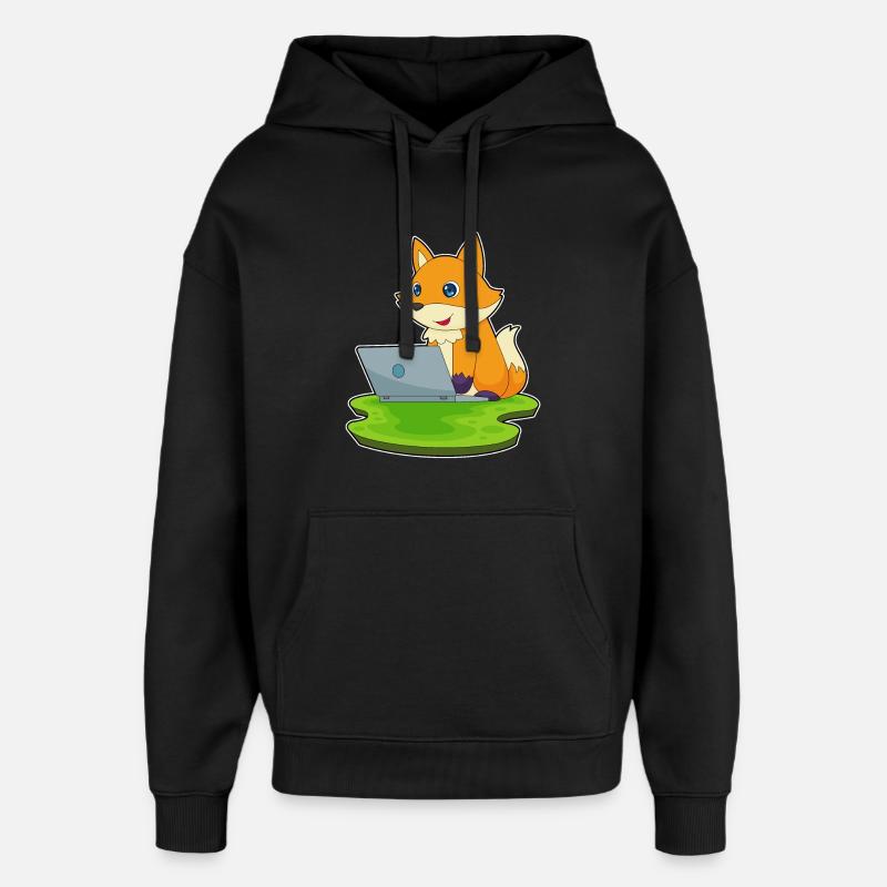 Fox Laptop - Oversized Unisex Hoodie by Stanley/Stella - black