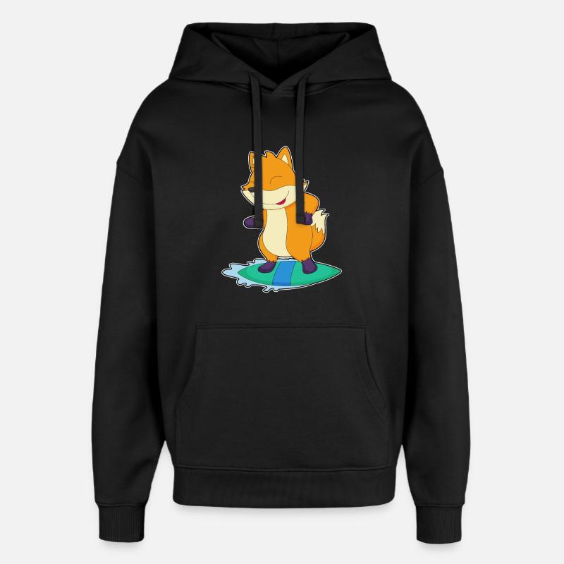 Fuchs Surfen Surfbrett Sommer - Oversized Unisex Hoodie von Stanley/Stella - Schwarz