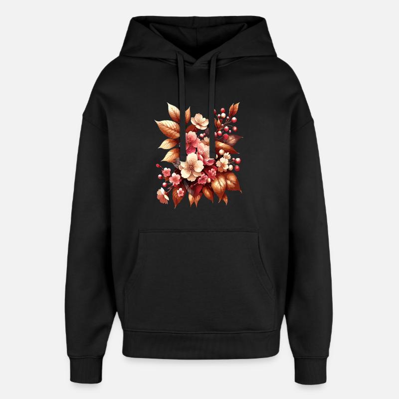 Boho Bouquet Autumn Blossom Magic - Oversized Unisex Hoodie by Stanley/Stella - black