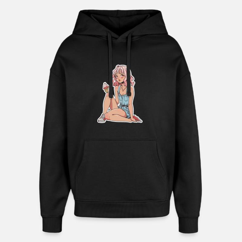 Fille de crème glacée - Sweat à capuche unisexe Stanley/Stella Oversized - noir