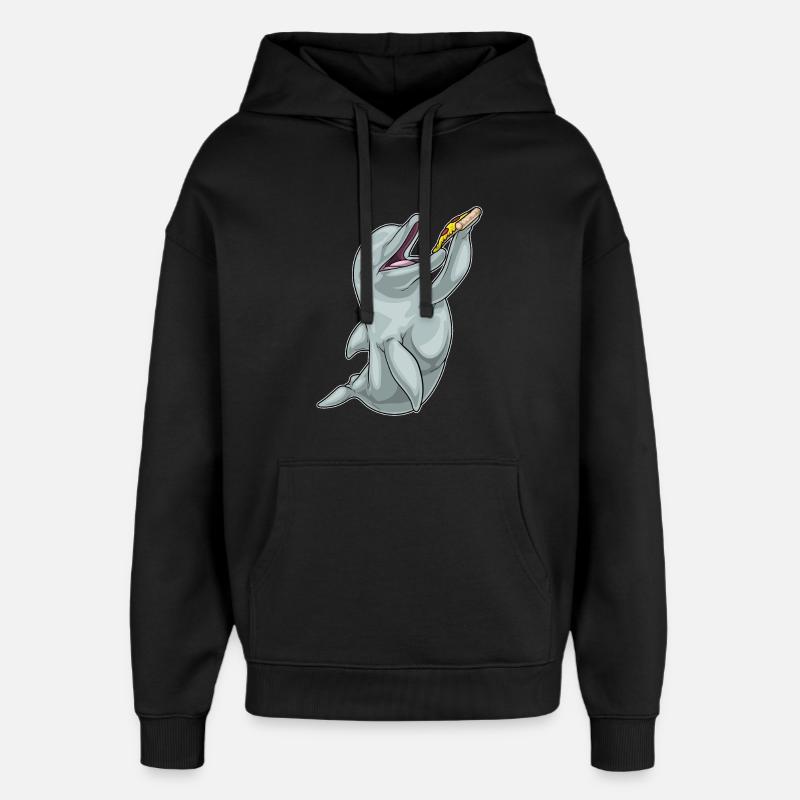 Delfin Pizza - Oversized Unisex Hoodie von Stanley/Stella - Schwarz
