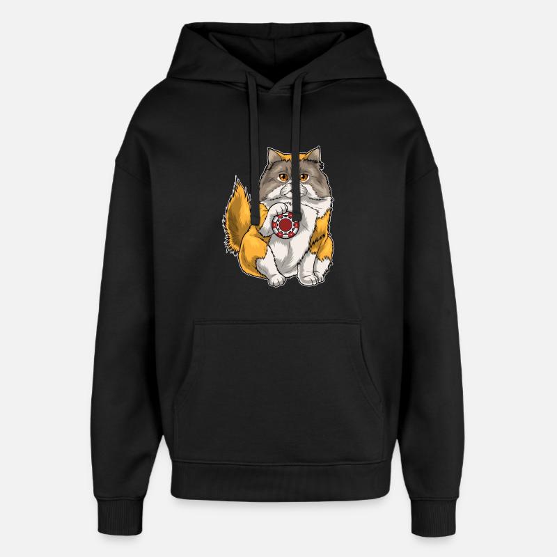 Persische Katze Poker Pokerchips - Oversized Unisex Hoodie von Stanley/Stella - Schwarz