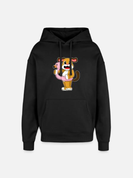 Dog Flamingo - Oversized Unisex Hoodie by Stanley/Stella - black