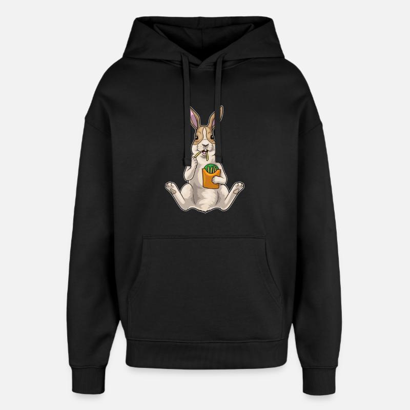 Frites lapin - Sweat à capuche unisexe Stanley/Stella Oversized - noir