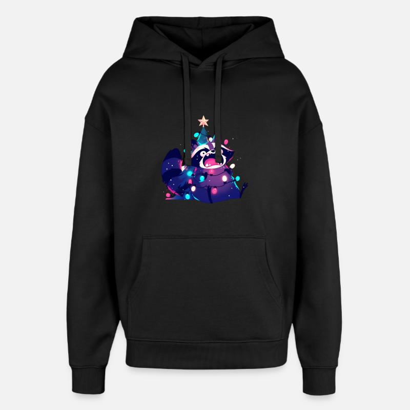 Fée Guirlandes Drôle Raton laveur Noël - Sweat à capuche unisexe Stanley/Stella Oversized - noir