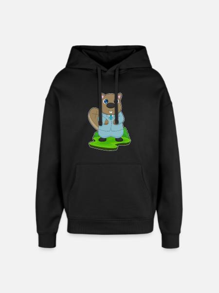 Beaver Groom Suit Wedding - Oversized Unisex Hoodie by Stanley/Stella - black