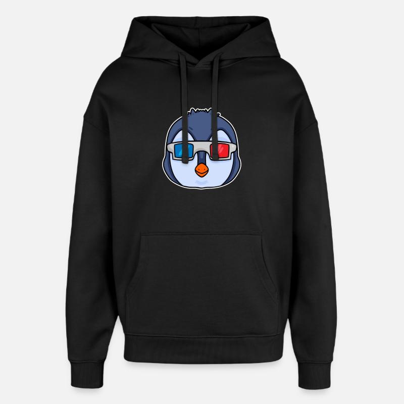 Pingouin Lunettes 3D Cinéma - Sweat à capuche unisexe Stanley/Stella Oversized - noir