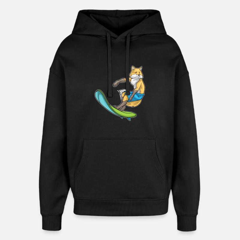 Fuchs Surfer Surfbrett - Oversized Unisex Hoodie von Stanley/Stella - Schwarz