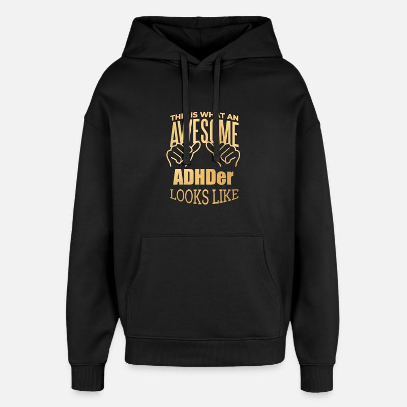 TDAH - Sweat à capuche unisexe Stanley/Stella Oversized - noir