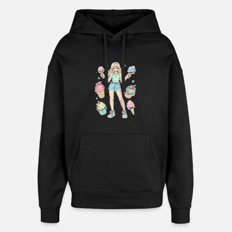Eiscreme Mädchen - Oversized Unisex Hoodie von Stanley/Stella - Schwarz