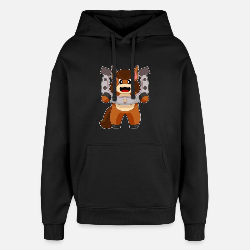 Cheval Fer à cheval - Sweat à capuche unisexe Stanley/Stella Oversized - noir