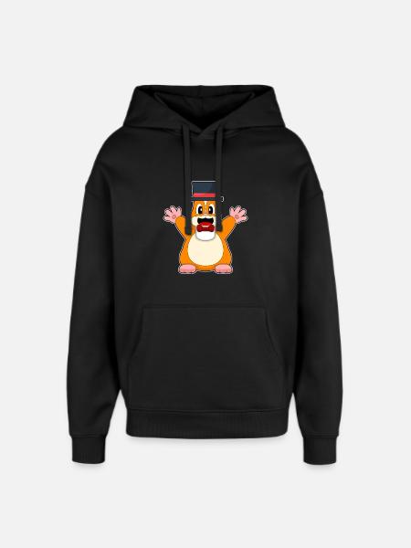 Hamster Groom Top Hat Wedding - Oversized Unisex Hoodie by Stanley/Stella - black
