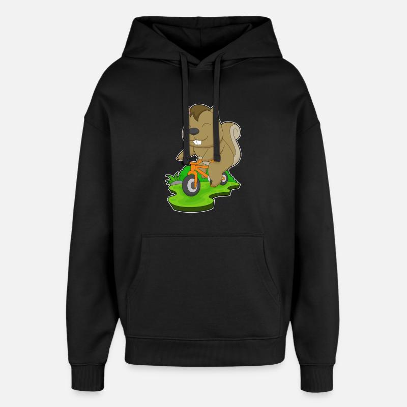 Eichhörnchen Fahrrad - Oversized Unisex Hoodie von Stanley/Stella - Schwarz