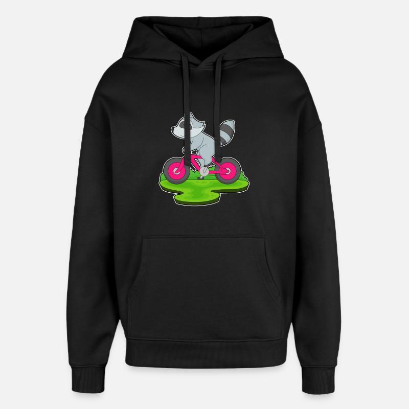 Raccoon Bicycle - Oversized Unisex Hoodie by Stanley/Stella - black