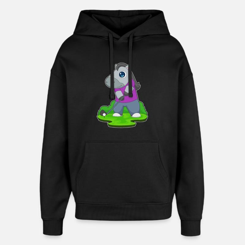 Pferd Golf Golfschläger - Oversized Unisex Hoodie von Stanley/Stella - Schwarz