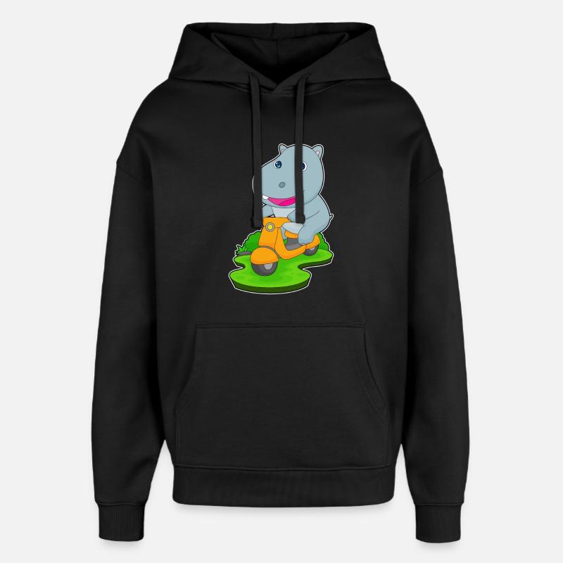 Hippo Scooter - Sweat à capuche unisexe Stanley/Stella Oversized - noir