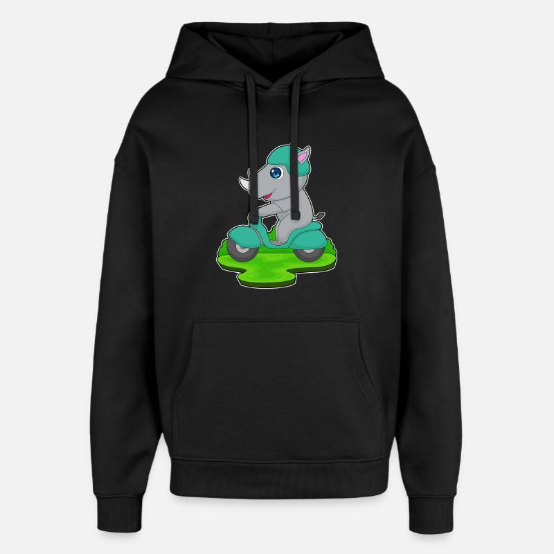 Rhino Scooter - Oversized Unisex Hoodie by Stanley/Stella - black