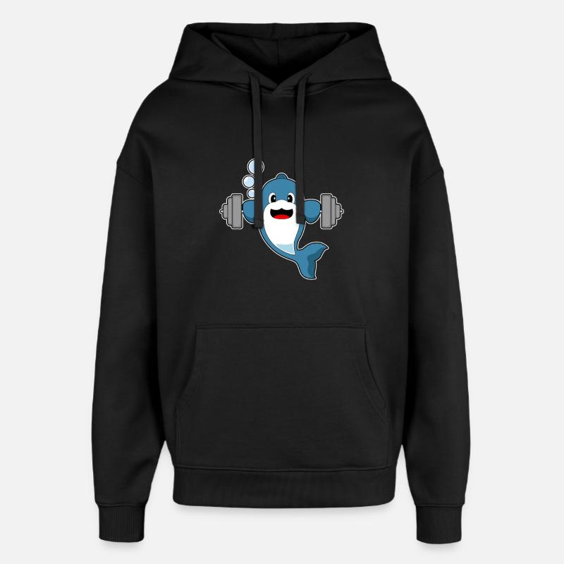 Dolphin Bodybuilder Barbell Bodybuilding - Sweat à capuche unisexe Stanley/Stella Oversized - noir