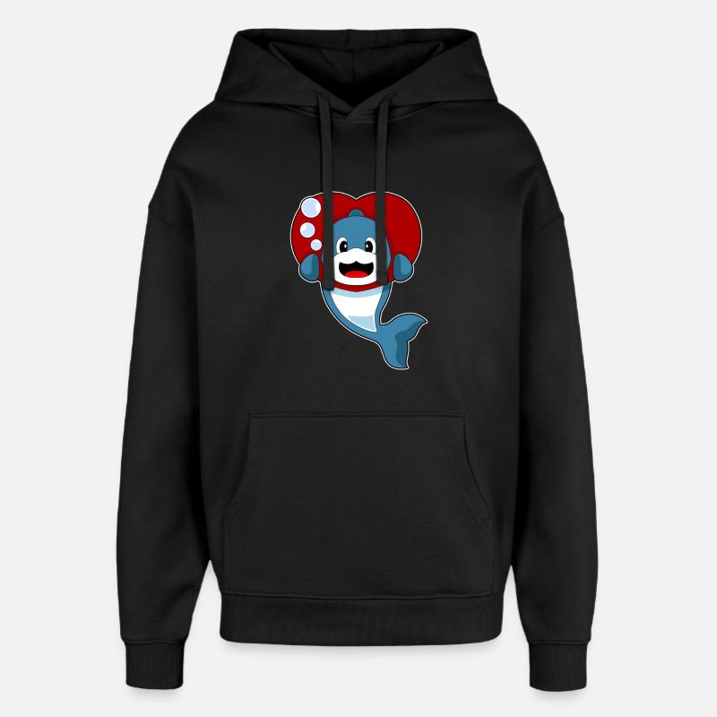 Cœur de dauphin - Sweat à capuche unisexe Stanley/Stella Oversized - noir