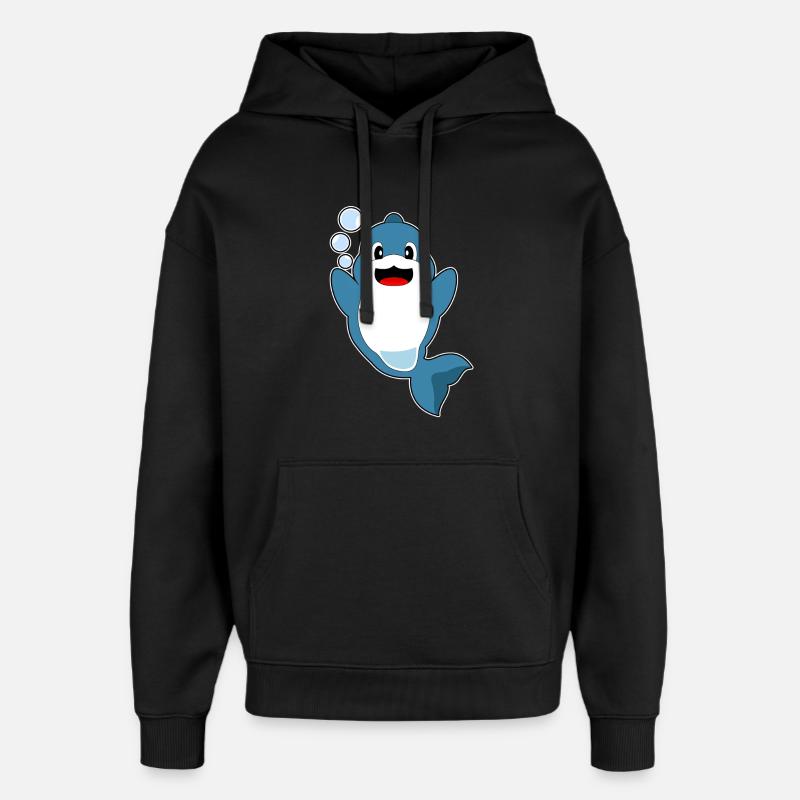 Bulles d’eau de dauphin - Sweat à capuche unisexe Stanley/Stella Oversized - noir