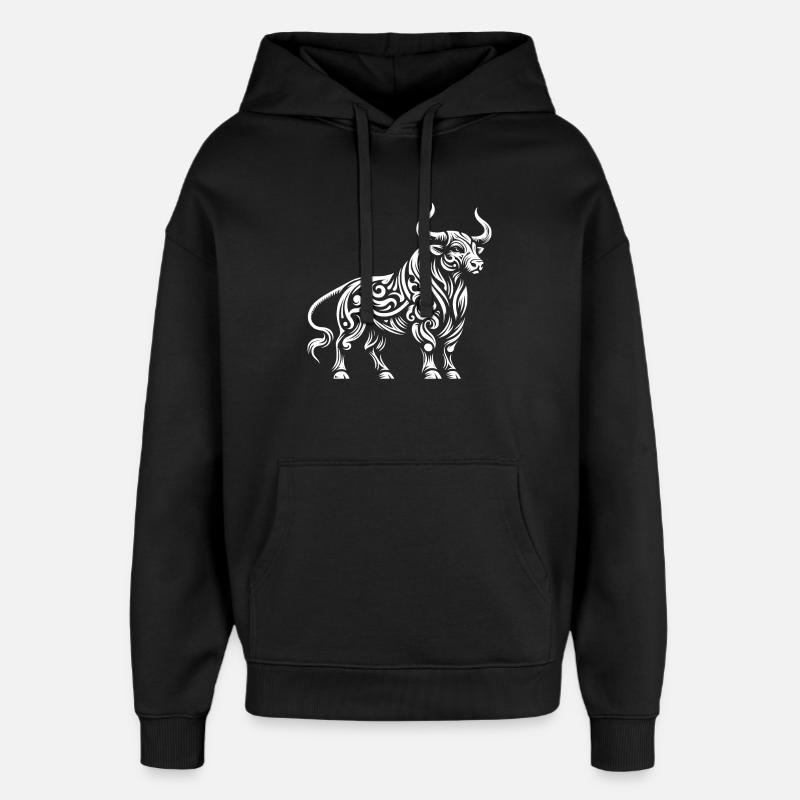Taureau tribal - Sweat à capuche unisexe Stanley/Stella Oversized - noir