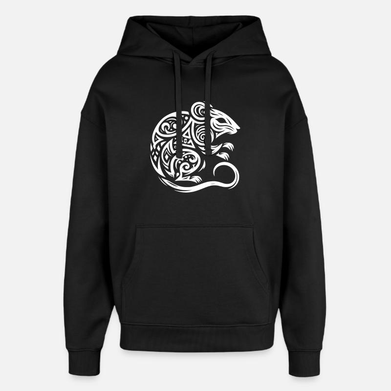 Souris tribale - Sweat à capuche unisexe Stanley/Stella Oversized - noir