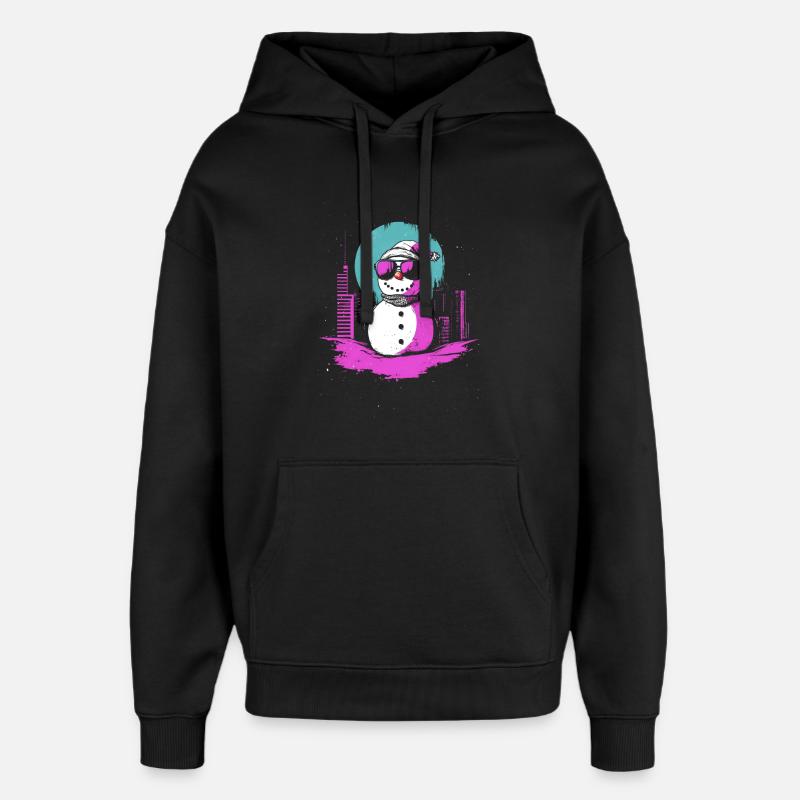 Retro Schneemann Retrowave Synthwave Geschenk - Oversized Unisex Hoodie von Stanley/Stella - Schwarz