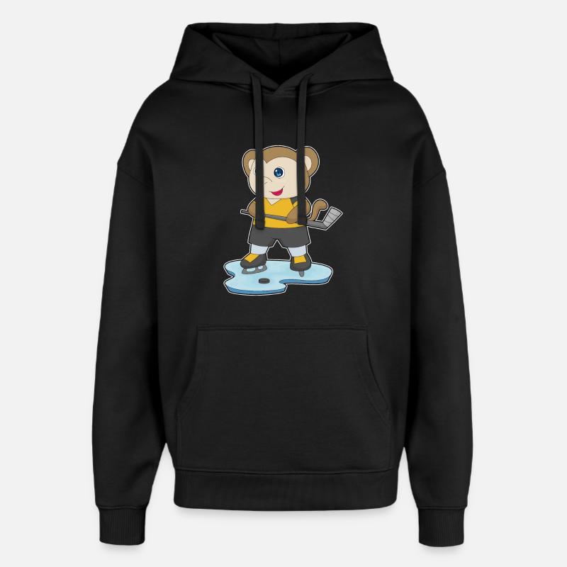 Affe Eishockey Eishockeyschläger - Oversized Unisex Hoodie von Stanley/Stella - Schwarz