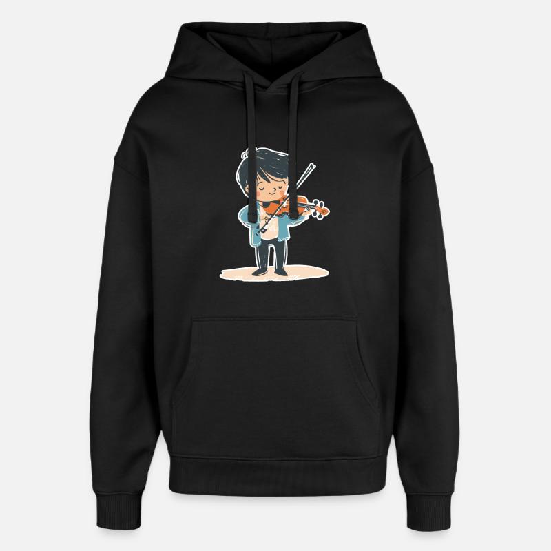 Petit garçon violon - Sweat à capuche unisexe Stanley/Stella Oversized - noir