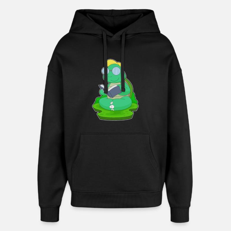 Schildkröte Nerd Buch Brille - Oversized Unisex Hoodie von Stanley/Stella - Schwarz