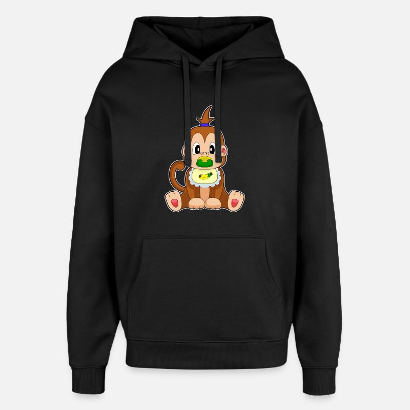 Bavoir sucette Monkey Banana - Sweat à capuche unisexe Stanley/Stella Oversized - noir