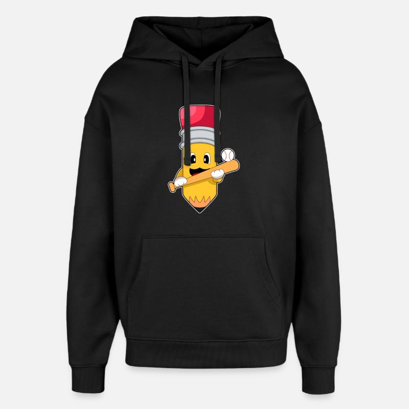 Pencil Baseball Baseball Bat - Oversized Unisex Hoodie by Stanley/Stella - black
