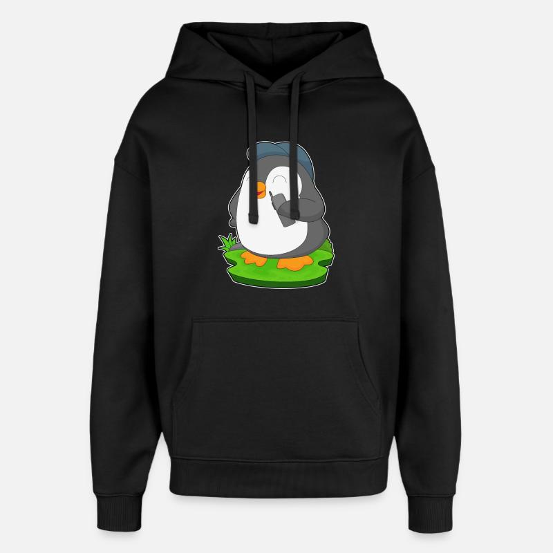 Penguin Microphone - Sweat à capuche unisexe Stanley/Stella Oversized - noir