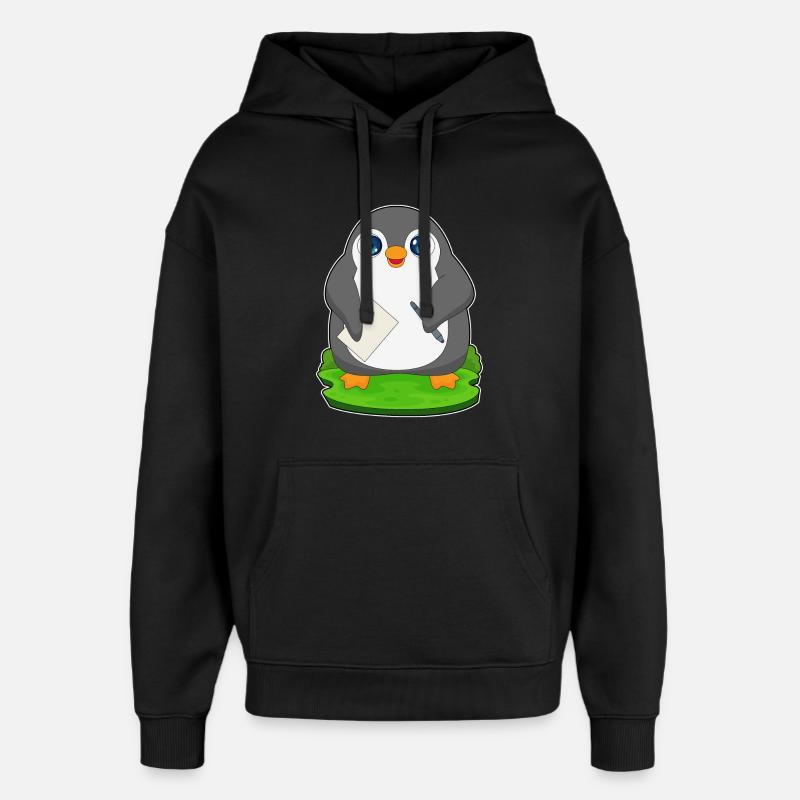 Papier stylo pingouin - Sweat à capuche unisexe Stanley/Stella Oversized - noir